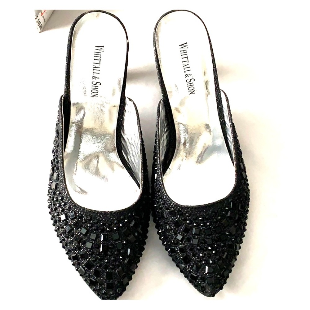 Whittall & Shon Black Heels with Jewels Encrusted